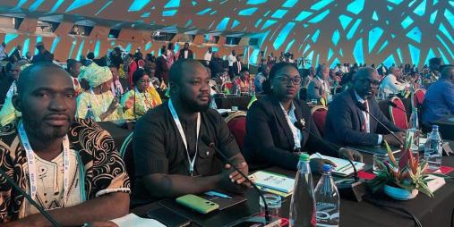 Minister of Public Works, Roland Layfette Giddings (first from left), with members of the Liberian delegation.